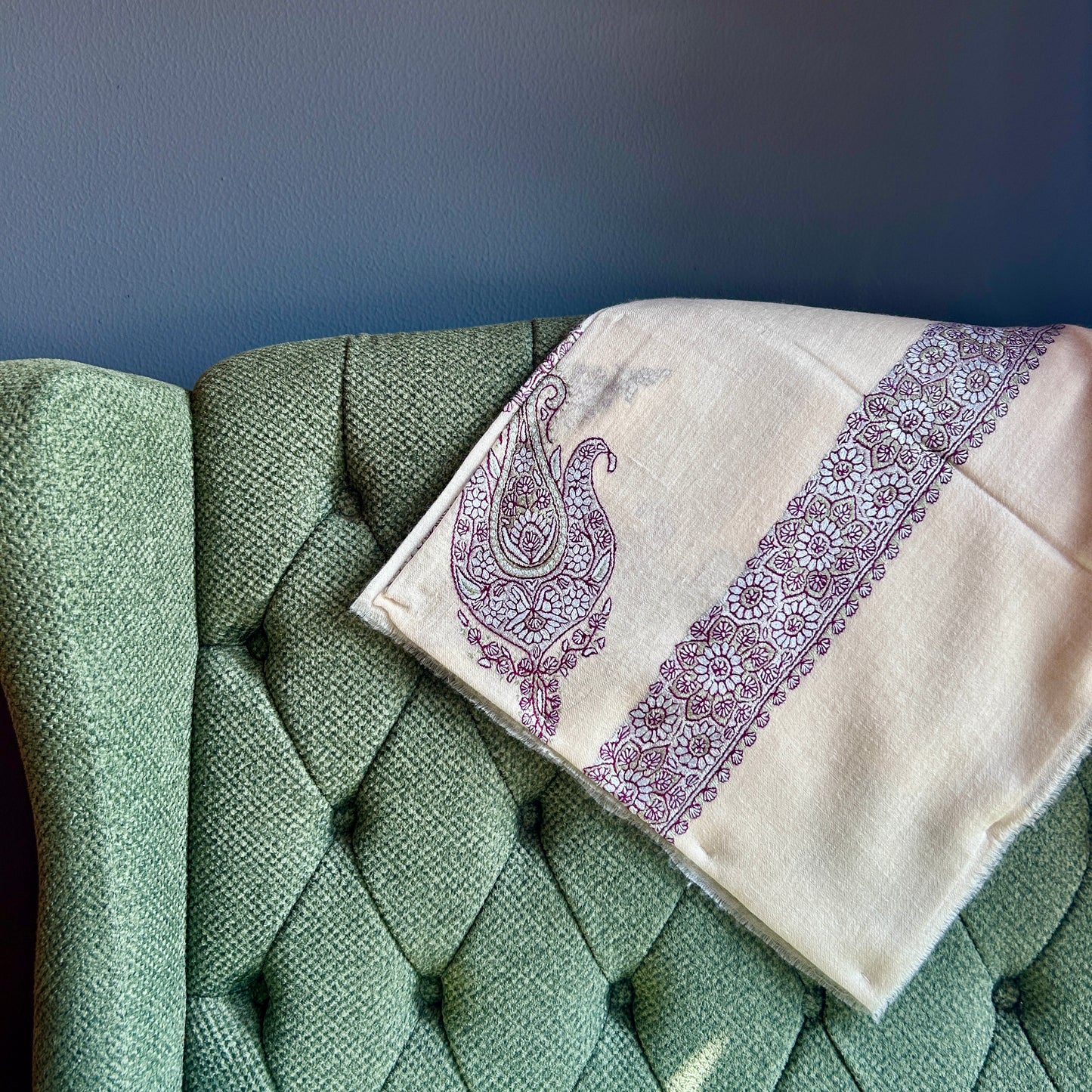 Silver & Olive Pashmina Turma