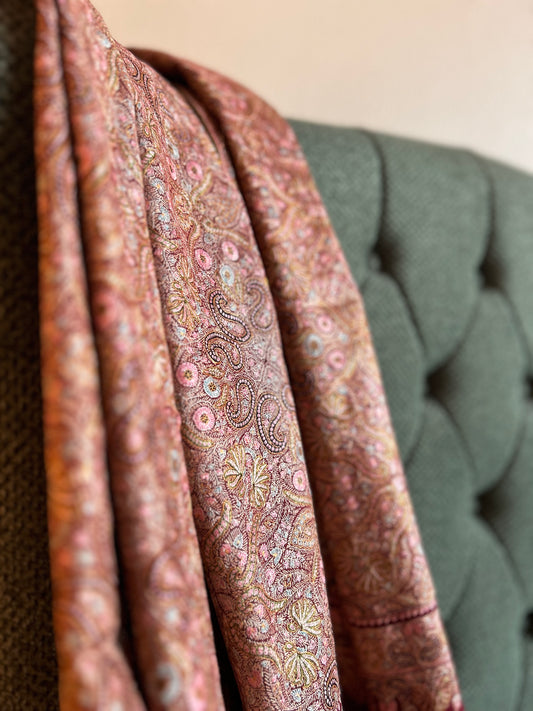 Red Silk Bridal Jamavaar on Pashmina
