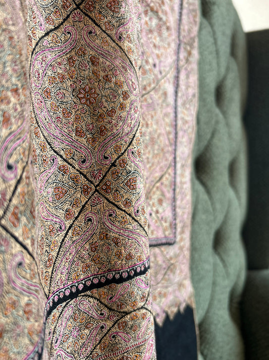 Blue Silk Jamawar on Pashmina