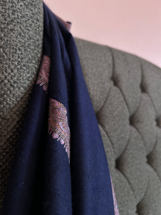 Navy Blue floral Hashidar